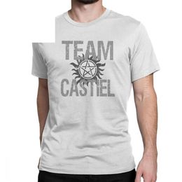 Men's T-Shirts Man Supernatural T Shirt Team Castiel Spn Brothers Vintage Crewneck Short Sleeve Tops Tee Normal252u