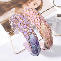 Luxury Crystal Hairbands Womens Hair Accessories Baroque Padded Head Band Pink Purple Rhinestone Headband Princess Headdress X07221938