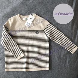 Pullover Sweater For Boys Girls Brand Aleksi Striped Knit Pullover Cream Wool Knitwear Baby Clothes Kids Luxury Jumper For Boys Girls 231017
