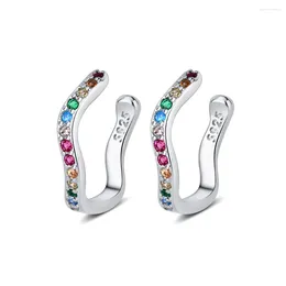 Backs Earrings Classic Colourful Zircon No Pierced Temperament C- Shaped Small Ear Clip Simple Female