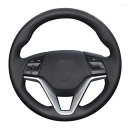 Steering Wheel Covers Hand Sew Black Artificial Leather Car Cover For Tucson 2023-2023