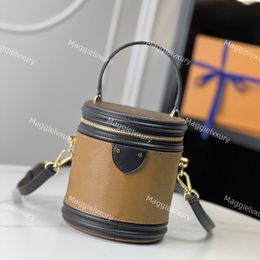 Cannes Bags Barrel Cylinder Shape Crossbody with Long Strap Women Yellow Flower with Coated Canvas Fashion Designer Lady Handbags