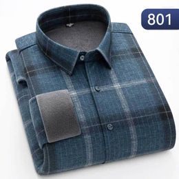 Men's Casual Shirts Winter Wool Plus Velvet Warm Shirt Classic Thickened Long-sleeved Plaid Business Brand Clothing