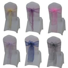 Sashes Organza Chair Sash Romantic Wedding Party Decoration Butterfly Knots For Christmas Birthday Banquet Covers 231018