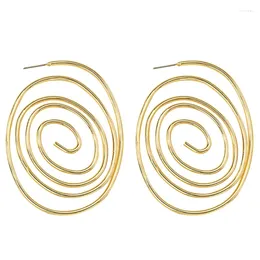 Hoop Earrings Women Unique Temperament Round Spiral Romantic Alloy Simplicity Aestheticism Gold Colour Geometric Dangler