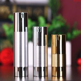 15ML 30ML 50ML Empty Airless Vacuum Bottle Cosmetic Plastic Pump Container Travel Tool Gold Silver Liquid Lotion Cream refillable 10p Mjtbq