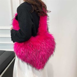 winters Evening Bags Winter Fur Bag Forest Style Candy Color Fashionable Girl Shoulder Crossbody Ins Network Red Love