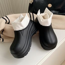 Fashionable cool sports style color-block snow boots black women's winter pile warm, waterproof casual outer cotton boots size 36-41