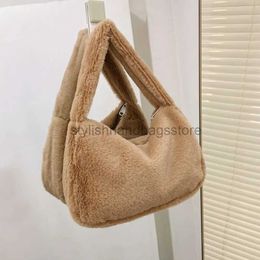 Shoulder Bags Bags Fasion Women Lady Soulder Underarm Bag Solid Colour Soft andbag Fluffy Totes Purse Autumn Winter Sopping Bagstylishhandbagsstore