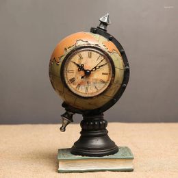 Table Clocks Men Globe Clock Vintage Decorations For Closet Display Cabinet Bracket Showcase Coffee House Creative Gif