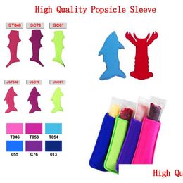 Ice Cream Tools New Popsicle Holders Sleeve Ice Pack Insation Child Ze Protection Er Shark Solid Color Sleeves Home Garden Kitchen, Di Dhobg