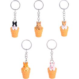 Cartoon Design Key Chains Animal Key Rings Ice Cream Panda Rabbit Bunny Pendant Cute Car Keychains Trinket Bag Charms Gift DIY Jewelry Keyrings Accessories