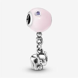 New Arrival 925 Sterling Silver Elephant and Pink Balloon Dangle Charm Fit Original European Charm Bracelet Fashion Jewellery Access261q