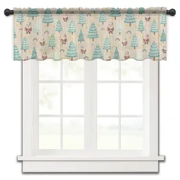 Curtain Christmas Tree Santa Claus Snowflake Small Window Valance Sheer Short Bedroom Home Decor Voile Drapes