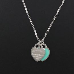 New Arrival Love Double Heart Enamel Ladie FOREVER LOVE Stainless Steel Necklace Drift Bottles Jewellery Whole Gift For Women253p