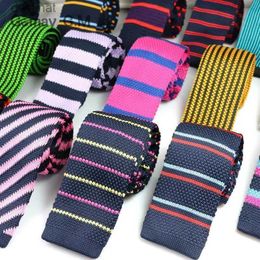 Neck Ties Fashion Mens Knit Ties Colorful New 6cm Narrow Width Knitted Skinny Neckties For Party Wedding Male Neckwear Tie CravatL231017