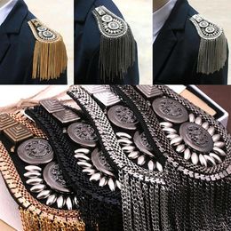 Brooches 1pc Tassel Chain Shoulder Board Badges Epaulette Epaulette Military Pin On Brooch 3 Colours