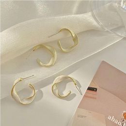 Backs Earrings Irregular Spiral Hollow Hoop Silver Needle Earring Purple White Color Design Women Simple For Jewelry Gift
