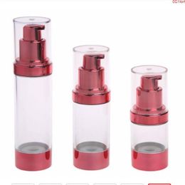 12PC Red Portabl Fashion Empty AS Cosmetic Airless Lotion Pump Bottle Plastic Treatment Travel Bottles 15/30/50MLgood Qwsat