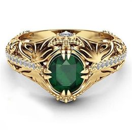 Emerald Colour 14k Gold Plated Ring For Woman Men Engagement Wedding Ring2455