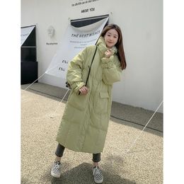 Womens Down Parkas Green Jacket Hooded Long Cotton Clothes Winter Korean Fashion Loose Oversized Warm Thicken Windproof Coat Tops 231018