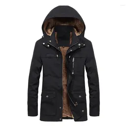 Men's Jackets Autumn And Winter Plush Washed Casual Jacket Mid Length Trench Coat Oversized