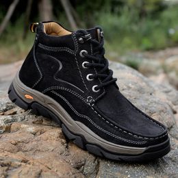 Boots Autumn Winter Mens Boot Genuine Leather Outdoor Shoes Men Lace Up Casual Thick Bottom Dad High Quality Men's 231018