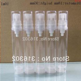 50 x 10cc Empty Portable Cosmetic Airless Pump Lotion Bottle 10ml Refillable Beauty Container with clear pump capgood Xxcli