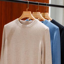 Men's Sweaters Solid Color Sweater Autumn Winter O-Neck Pullovers Business Casual Base Shirt Knit High-Grade Warm Male Jumper D43