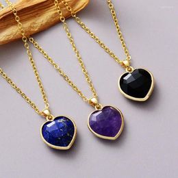 Pendant Necklaces Jewellery Classic Natural Stone Love Heart Small Fresh 18K Gold Plated Chain Necklace