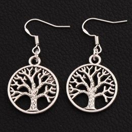 Tree Of Life Earrings 925 Silver Fish Ear Hook 40pairs lot Antique Silver Chandelier E463 20x40mm263H