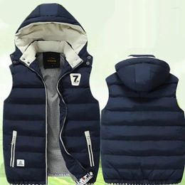 Men's Vests 2024 Casual Outwear Hat Detachable Outer Vest Brand Winter Sleeveless Jackets Men Hooded Warm Down Chalecos