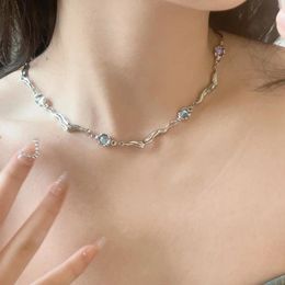 Choker YOUNGX Y2K Lava Opal Stone Pendant Necklace Niche Light Luxury Moonstone For Women Jewellery Party Wedding Gift