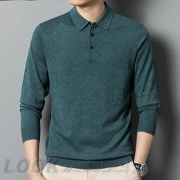 Men's Sweaters Autumn LongSleeved Wool Blend Solid Colour Polo Pullover Sweater with Lapel Casual Bottoming Sizes M4XL 231017