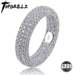 Quality 925 Sterling Silver Stamp Ring Full Iced Out Cubic Zirconia Mens Women Engagement Rings Charm Jewelry For Gifts 211012298J