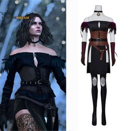 Yennefer Cosplay Costume Game Wizard Black Dress Outfits Accessories Halloween Carnival Party Clothes for Ladies Cosplay OutfitCosplay