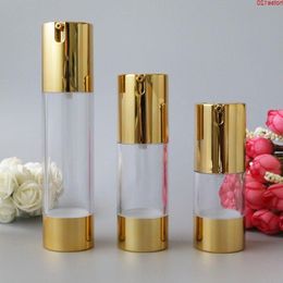 Makeup Beauty 30ml 50ml Empty Airless Vacuum Plastic Bottle Gold Silver White Cosmetic Travel Liquid Refillable Bottles 10pcsgoods Tfvpf