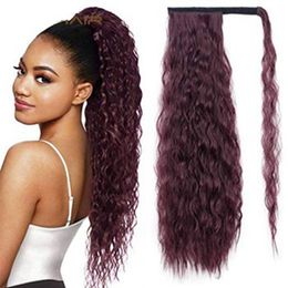 24Inches 60cm Synthetic Wrap Around Ponytail Hair Exentions Ponytails Piece D2011