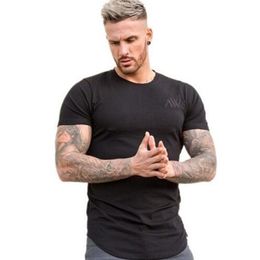 New Design Mens muscle T shirt bodybuilding fitness men tops gym singlets Plus Big size TShirt Cotton Short Sleeve Tshirt2697