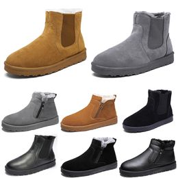 Unbranded cotton boots mid-top men woman shoes brown black gray leather fashion outdoor color3 warm winter