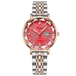 Wristwatches 2023 Waterproof Quartz Watches Ladies Luminouss Diamonds Exquisite Luxury Fashion Casual Calendar Gifts Girlfriends