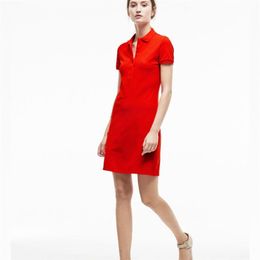 crocodile womens designer dress Fashion 100% Cotton Shirt Dresses Casual Polo Clothing A-Line Skirt Fresh Sweet Apparel WP2LV4I226b