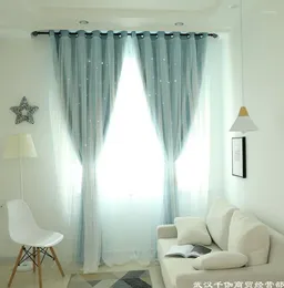 Curtain Net Red Double Layer Curtains With Gauze Integrated Hollowed Out Star Princess Style Pink Nordic Shading Bedroom Finished Curtai