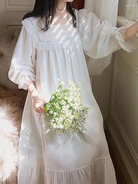 Women's Sleepwear Women Ruffles Vintage Nightgowns Lolita Princess White Cotton Lace Fairy Dress Victorian Nightdress Loungewear