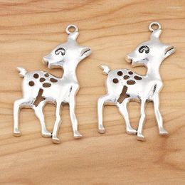 Pendant Necklaces 5 Pieces Tibetan Silver Deer Animal Charms Pendants For Necklace Jewellery Making Accessories 59x32mm