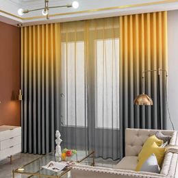 Curtain Bedroom Thickened Blackout Curtains Home Living Room Atmospheric Gradient Colour Noise-proof Curtain el Luxury Curtain Set 231018