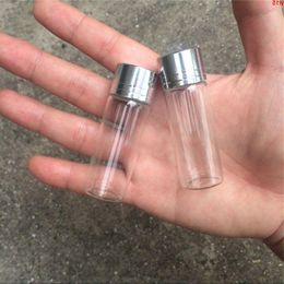 14ml Glass Bottles Screw Cap Silver Aluminium Lid Empty Jars Vials Sealing up Skin Care Cream 100pcsgood qty Fnjja