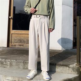 2020 Summer New Loose Men's Pants Wild Solid Color Mens Fashion Straight Pants Young Men Business Classic Wide Leg Trousers2713