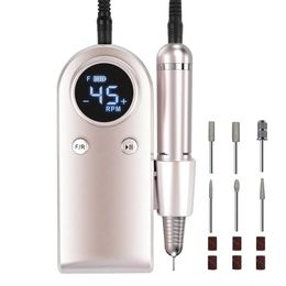 Nail Manicure Set Electric Drills Rechargeable 45000 RPM Filer Machine With LCD Display 2 Rotations for Acrylic Nails Gel 231017