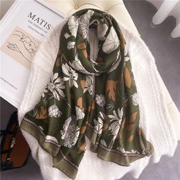 Scarves Women Autumn Winter 180X90cm Large size warm Scarf Elegance Print Hijab Female Bandana Wrap Handkerchief Y2k Decoration Shawl 231017